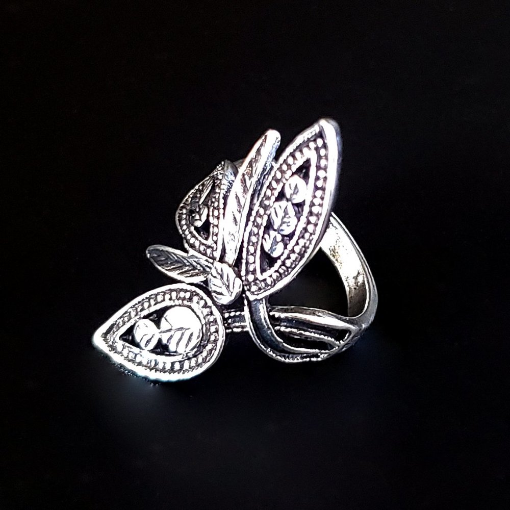 Large Silver Women's Ring - Vintage Retro Boho